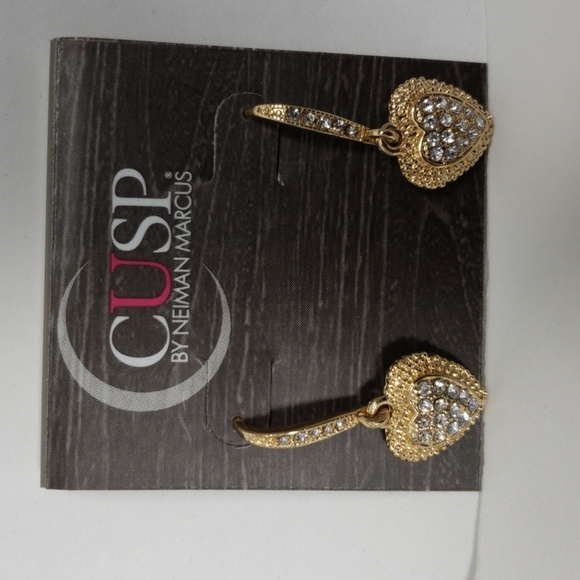💖 CUSP by Neiman Marcus Gold-Tone Heart Crystal Drop Earrings - Women's Jewelry - Picture 4 of 11